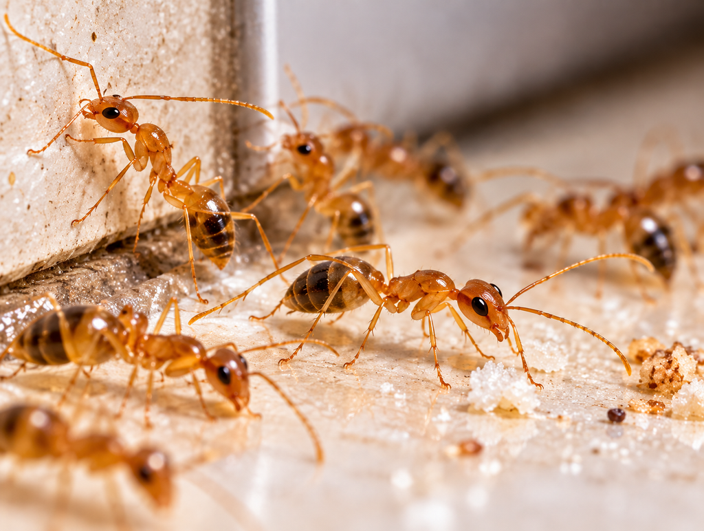 Ant Control Pharaoh ants on an indoor surface – Calgary ant control
