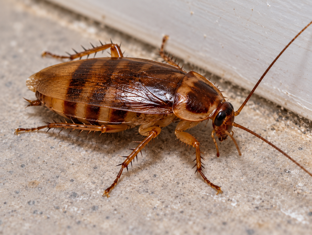 Brown-banded cockroach on an indoor surface – Calgary cockroach control