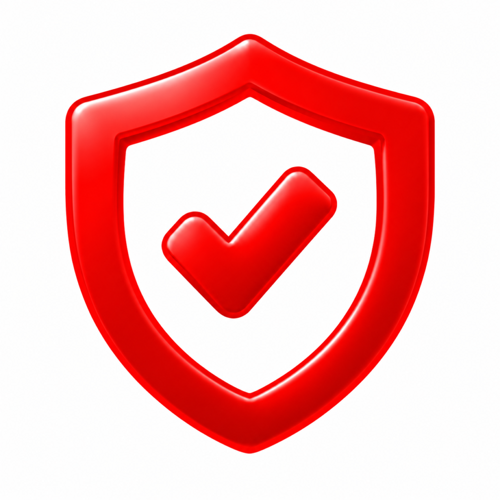 Red shield with check mark representing protected pest control services