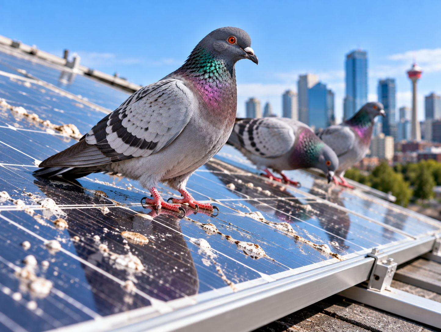 Pigeon Control Pigeon control Calgary – pigeons on solar panels