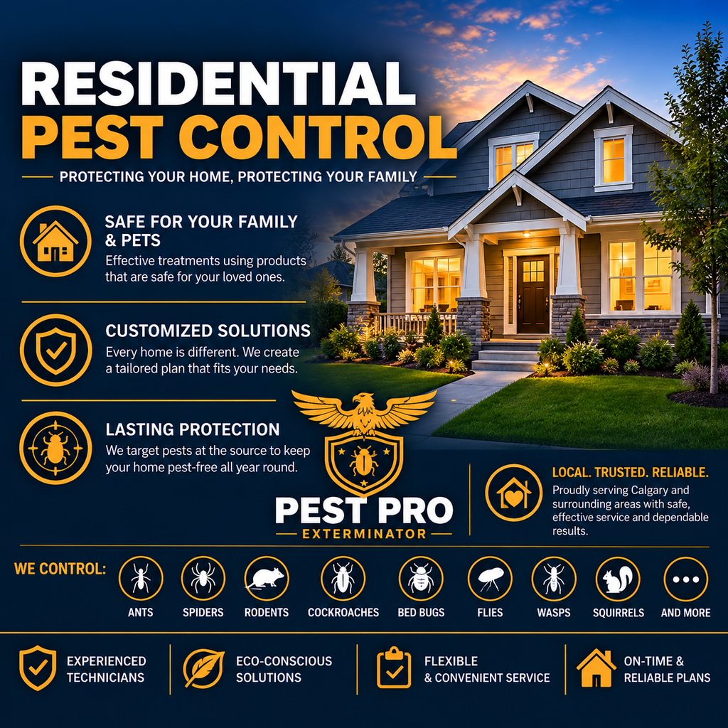 Residential Pest Control Calgary | Pest Pro Exterminator Residential pest control services in Calgary by Pest Pro Exterminator for ants, spiders, rodents, cockroaches, bed bugs, flies, wasps and squirrels