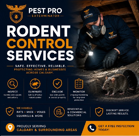 Pest Pro Exterminator rodent control services in Calgary for rats, mice, voles and squirrels