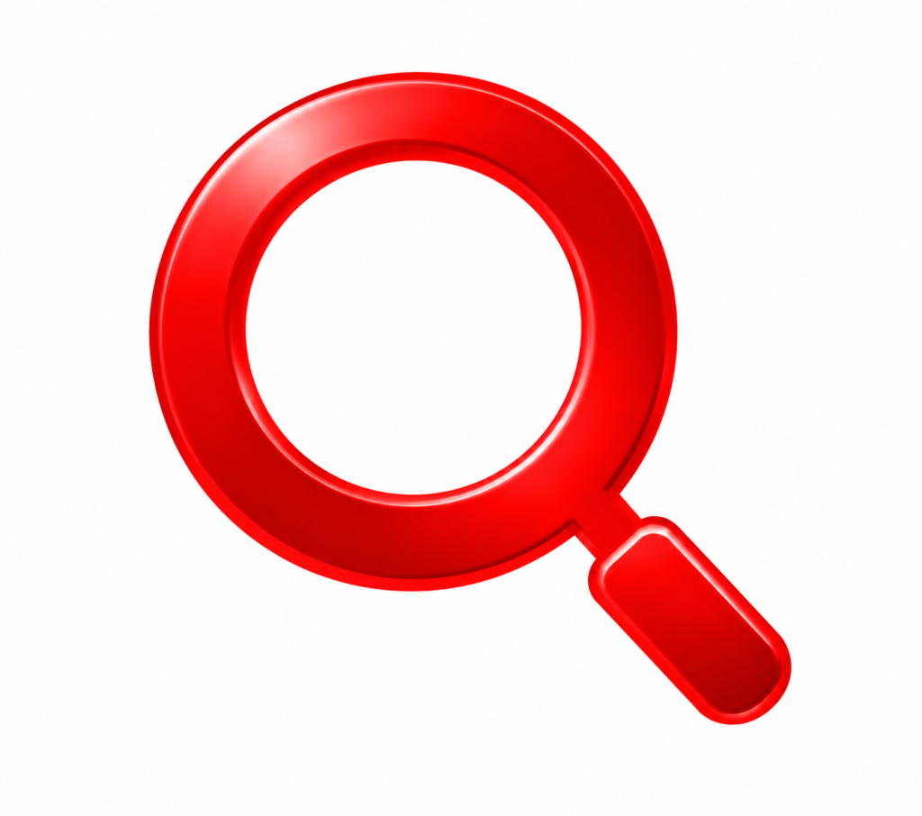 Red magnifying glass icon for pest inspection services